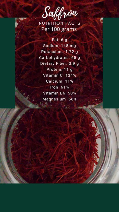 Saffron
Saffron is a useful HERB 🌿 
Nutrition Facts about Saffron
Nutrtion Facts per 100 grams
Saffron Nutrition chart Saffron Health Benefits, Saffron Benefits, Saffron Recipes, Saffron Threads, Nutrition Chart, Magical Herbs, Moon Witch, Eat To Live, Green Witch