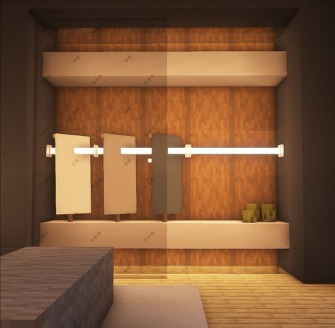 Wardrobe Minecraft, Full Bedroom Design, Minecraft Wardrobe, Minecraft Furniture Ideas, Full Bedroom, Rumah Minecraft Sederhana, Minecraft Interior, Minecraft Structures, Minecraft Modern