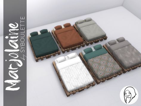 Matress Bed, Palette Bed, Wooden Pallet Beds, Pallet Bed Frames, Sims 4 Beds, Double Bed Designs, Double Bed Mattress, Pallet Beds, Pallet Bed