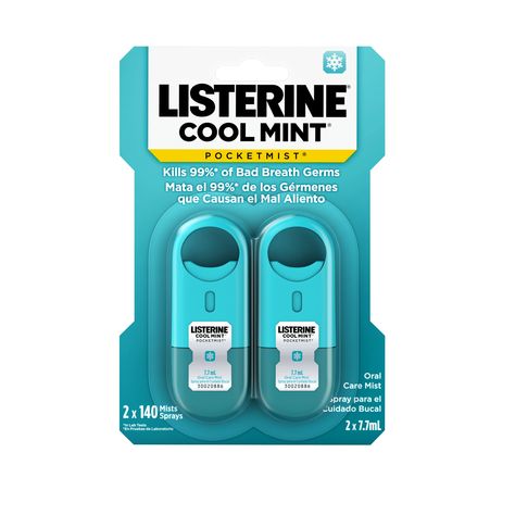 Listerine Cool Mint Pocketmist Fresh Breath Spray Mist, 2 x 7.7 mL - Walmart.com - Walmart.com Listerine Cool Mint, Mouth Spray, Breath Spray, Bad Breath Remedy, Hygiene Routine, Oral Health Care, Mist Spray, Mouthwash, Oral Hygiene