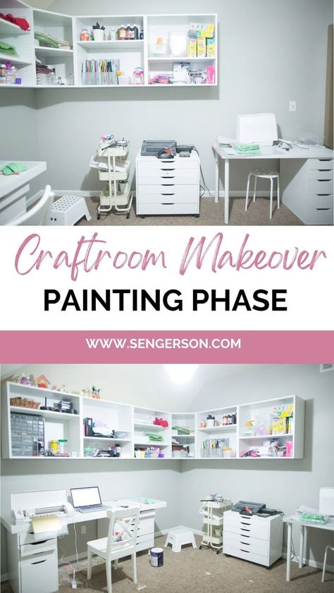 Planning to paint your craft room to get the light and airy vibes? If so, I’m sharing my painting craft room ideas in this blog. #WorkSpaces #Diy #PaintingReveal Colors Organization, Behr Marquee Paint, Craft Room Makeover, Craft Room Ideas, Beadboard Wainscoting, Diy Porch Decor, Small Craft Rooms, Craft Shed, Room Wall Colors