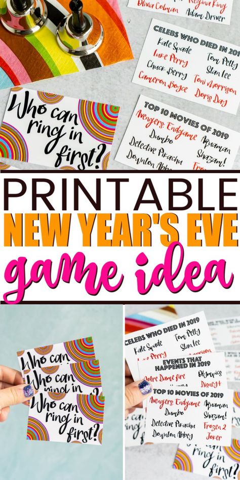 Fun New Year's Eve games inspired by events from the year! Fun for adults, for teens, and for kids! Free printables too! New Year Party Ideas, Christmas Eve Games, New Year's Eve Crafts, New Year's Eve Activities, New Years Eve Games, Mystery Parties, Eve Game, Teen Party Games, New Year's Games