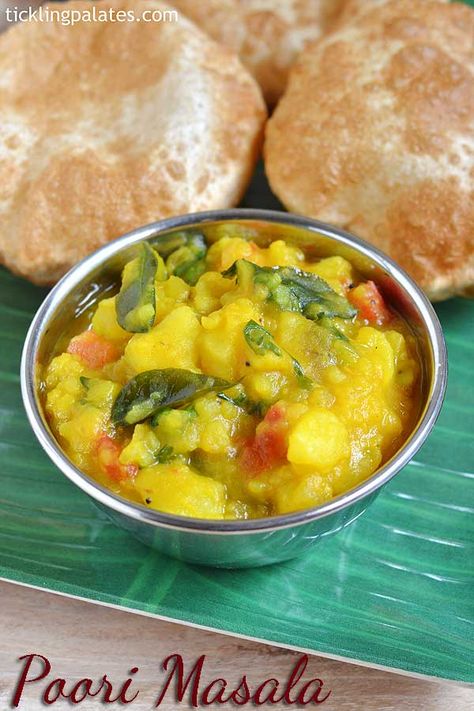 Potato Masala Recipe, Poori Masala, Aloo Sabzi, Poori Recipe, Potato Masala, Vegetarian Gravy, Potato Stew, Indian Veg Recipes, How To Make Potatoes