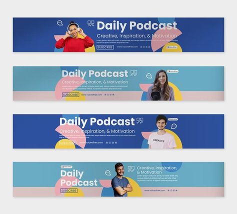 Podcast Youtube Banner Templates PSD Podcast Banner Design, Podcast Banner, Youtube Banner Ideas, Youtube Vedio, Yt Banner, Youtube Banner Design, Design Podcast, Youtube Banner Template, Banner Templates