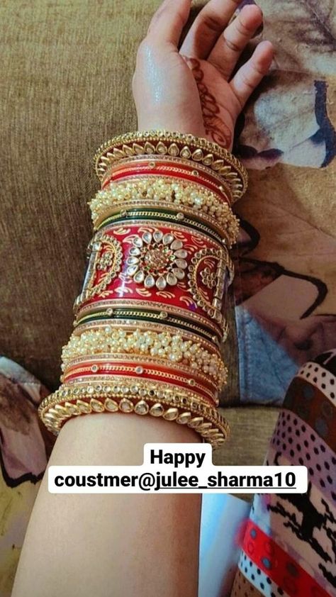 Rajasthani Bridal Jewellery Set, Choda Design For Bridal Latest, Lakh Bangles For Bride, Bridal Bengal Set, Latest Indian Bridal Jewelry Sets, Latest Chooda Designs Brides, Bridal Chooda, Bridal Anklet, Bridal Jewellery Inspiration