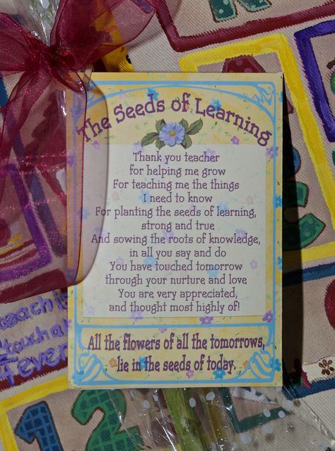 My Own Creation - Seeds of Learning Custom Made Flower Seed Packets Forget Me Not Teacher Gift, Teacher Appreciation Seed Packets, If Teachers Were Flowers Id Pick You, Sunflower Seed Packets, Forget Me Not Memorial Seed Packets, Teacher Poems, Staff Appreciation Gifts, Flower Seeds Packets, Diy Teacher Gifts