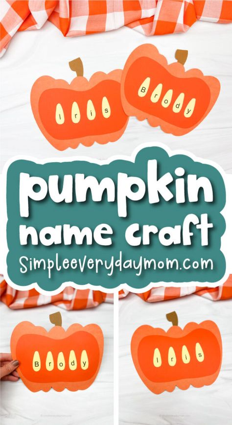 Pumpkin Name Craft For Kids [Free Template] Pumpkin Seed Name Craft, Pumpkin Name Craft, Harvest Crafts For Kids, Pumpkin Seed Crafts, Pumpkin Crafts Preschool, Pumpkin Patch Craft, Zoo Education, Pumpkin Lessons, Name Activities Preschool