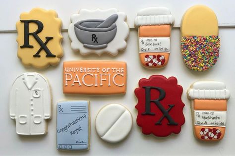 Pharmacy Cookies Decorated, Pharmacist Cookies, Pharmacy Cookies, Pharmacy Party, Retirement Cookies, Pharmacy Graduation, Medical Cookies, Np School, Graduate Party