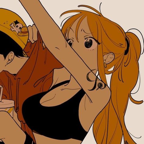 Nami Luffy Matching Icons, Luffy Nami Matching Icons, Luffy X Nami Pfp, Hancock X Luffy, Nami X Luffy, One Piece Matching Pfp, Friend Pfp, One Piece Matching, Nami Luffy