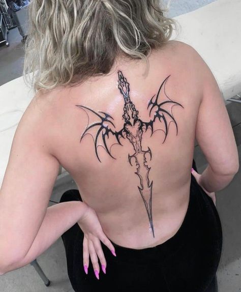 Emo Back Tattoo, Trippy Tattoo Ideas, Back Tattoo Ideas, Trippy Tattoo, Gothic Tattoos, Mystical Tattoos, Tattoo Apprenticeship, Tattoos For Lovers, Flash Tattoo Designs