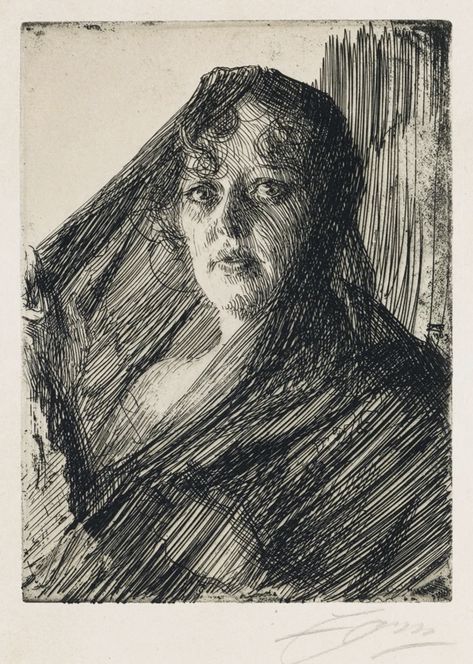 Anders Zorn, Sarah Bernhardt, Drypoint Etching, Realistic Pencil Drawings, Inspiration Tattoos, Etching Prints, Master Drawing, Academic Art, Expressionist Art