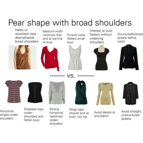 Pear Shape Wide Shoulders, Dressing Wide Shoulders, Broad Shoulder Pear Shape Outfits, Broad Shouldered Pear Shape, Tops For Wide Shoulders Body Types, Outfits For Wide Shoulders For Women, Clothes For Wide Shoulders, Outfit Ideas For Broad Shoulders, Tops For Wide Shoulders