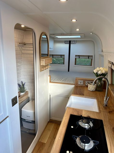 Van Life Bathroom, Van Living Interior, Van Conversion Dog, Van Bathroom, Window Upgrade, Tall Dog, Motorhome Interior, Converted Vans, Caravan Decor