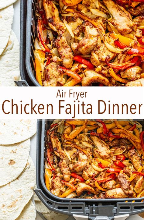 Air Fryer Chicken Fajitas Chicken Fajita Dinner, Fajita Dinner, Chicken Peppers, Air Fryer Oven Recipes, Chicken Fajita, Air Fryer Recipes Chicken, Fajita Seasoning, Air Fryer Dinner Recipes, Air Fryer Healthy