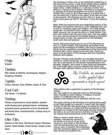 Mini Grimoire, Goddess Morrigan, Writing Inspiration Characters, Ancient Irish, The Morrigan, Irish Goddess, Goddess Symbols, Kitchen Witchery, Ascended Masters