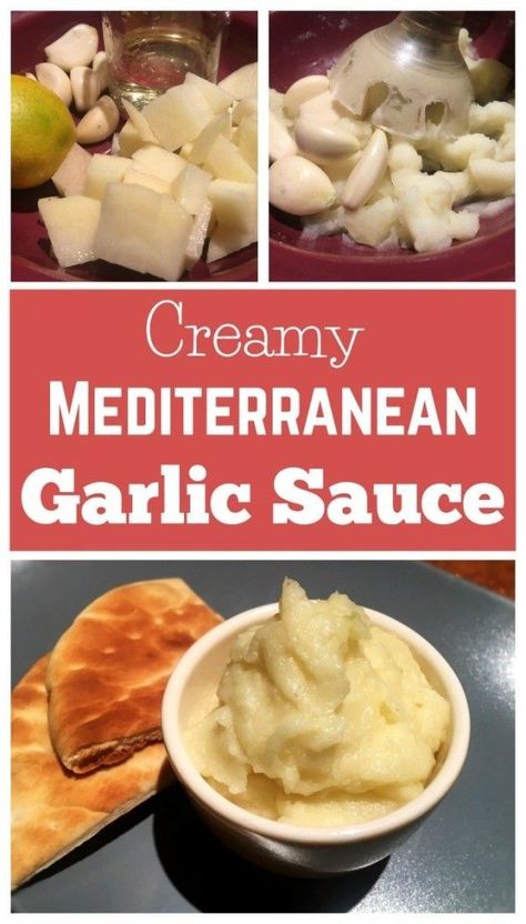 Mediterranean Garlic Sauce, Dip For Vegetables, Garlic Dip Recipes, Greek Dip Recipes, Vegetables Chips, Fundraiser Food, Mediterranean Appetizers, Garlic Sauce Recipe, Hungry Girl Recipes