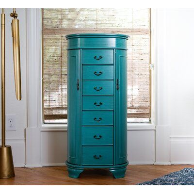 Canora Grey Highfill Oval Free Standing Jewelry Armoire with Mirror | Wayfair Turquoise Bedding, Armoire With Mirror, Standing Jewelry Armoire, Oval Jewelry, Mirror Jewelry Armoire, Wayfair Furniture, Pull Out Drawers, Jewelry Armoire, Mirrors Wayfair