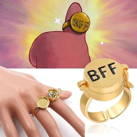 Spongebob Ring, Cartoon Friendship, Anime Bff, Cartoon Spongebob, Forever Ring, Best Friend Forever, Forever Rings, Best Friend Birthday, Unisex Jewelry