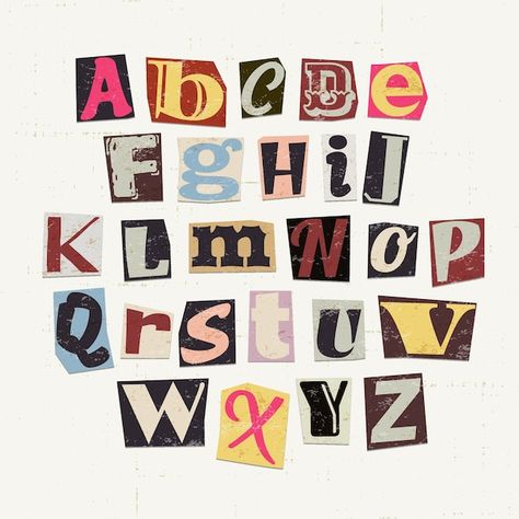 Paper Style Ransom Note Letter, Letter Collage, Letter Collection, Ransom Note, Scrapbook Letters, Desain Buklet, Alfabet Letters, Scrapbook Printing, Aesthetic Letters