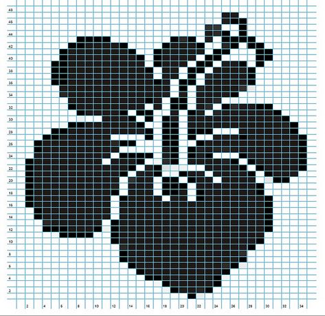 hibiscus flower chart - - Hibiscus2 by lystessa, via Flickr Hibiscus Crochet Pattern, Crochet Hibiscus Flower, Crochet Chart Pattern, Flower Chart, Cat Cross Stitches, Intarsia Knitting, Filet Crochet Charts, Chart Pattern, Pixel Crochet