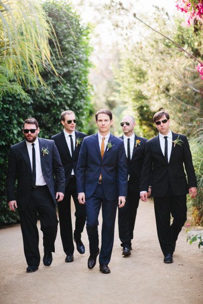 sharply dressed men in black (and blue) | Photography by docuvitae.com |  Event Planning + Design by bashplease.com |  Floral Design by brownpaperdesign.com | Read more - http://www.stylemepretty.com/2013/06/24/palm-springs-wedding-from-docuvitae-bash-please/ Wedding Entrance Ideas, Groomsmen Wedding Photos, Groomsmen Poses, Men In Suits, Wedding Fotos, Entrance Ideas, Groomsmen Photos, Groom And Groomsmen Attire, Wedding Entrance