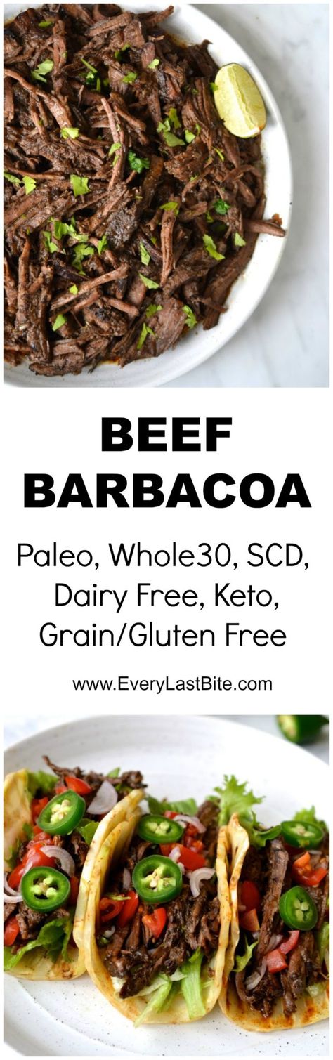 Barbacoa Beef (Whole30 - Keto - Paleo) - Every Last Bite Chipotle Beef Barbacoa, Salads Spinach, Paleo Mexican Recipes, Slow Cooker Beef Barbacoa, Beef Barbacoa Slow Cooker, Spinach Salads, Chipotle Beef, Tomatoes Salad, Beef Barbacoa