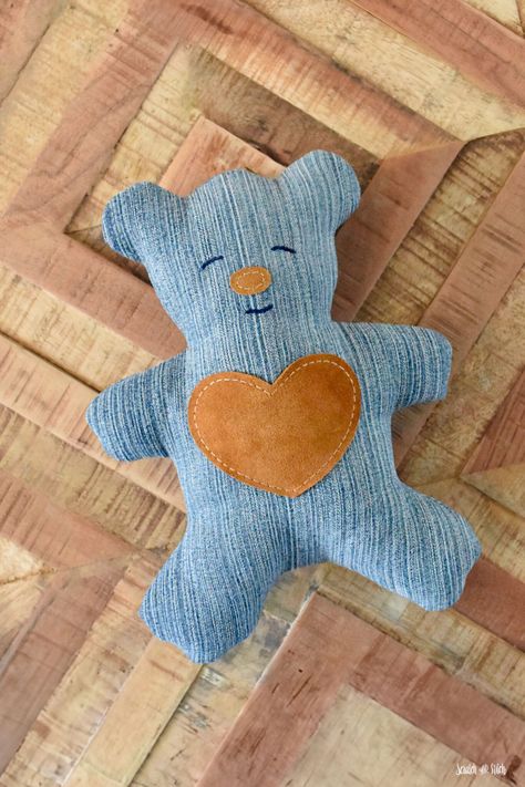 Make one of my stuffed animal sewing patterns using upcycled denim fabric. Animal Pillows Diy, Denim Recycle Projects, What To Do With Old Jeans, Stuffed Animal Sewing Patterns, Denim Placemats, Denim Rag Rugs, Stuffed Animal Sewing, Jeans Crafts, Denim Pillow