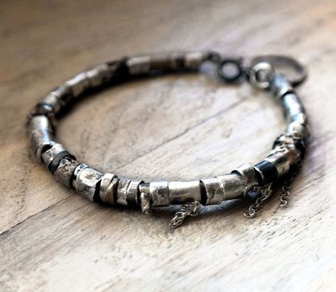 Enter StudioKolour Handmade Rings Silver, Hammered Bracelet, Mens Bracelets, Sterling Silver Bead Bracelet, Everyday Bracelet, Modern Bracelets, Raw Crystal Necklace, Silver Bead Bracelet, Rings Silver