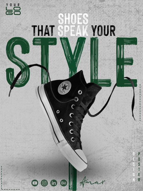 Shoe Sale Poster, Footwear Poster Design, Footwear Graphic Design, Sneakers Poster Design, Shoe Marketing, Shoes Creative Ads, Nike Advertising, Footwear Illustration, Sneakers Poster