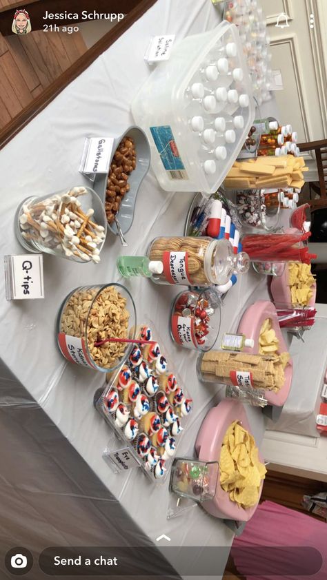 Medical Theme Party Ideas, Medical Candy Bar Party Ideas, Nursing Desert Table, Nursing School Graduation Party Food, Medical Themed Parties Food, Nurse Graduation Party Food, Pharmd Graduation Party, Graduation Party Planner, Medical Themed Parties