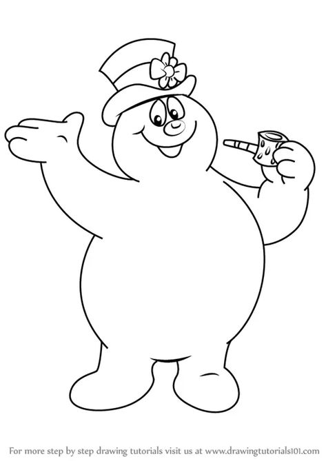 How to Draw Frosty from Frosty the Snowman - DrawingTutorials101.com Frosty The Snowman Tattoo, Frosty The Snowman Bulletin Board, Frosty The Snowmen Drawing, How To Draw A Snowman Step By Step, Frosty Drawing, How To Draw A Snowman, Frosty The Snowman Crafts, Jack Frost Drawing, Pto Events