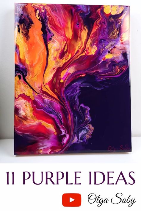 Royal Color Palette, Pour Painting Ideas, Abstract Art Ideas, Purple Abstract Art, Pour Painting Techniques, Satisfying Art, Purple Painting, Abstract Art Paintings Acrylics, Acrylic Art Projects