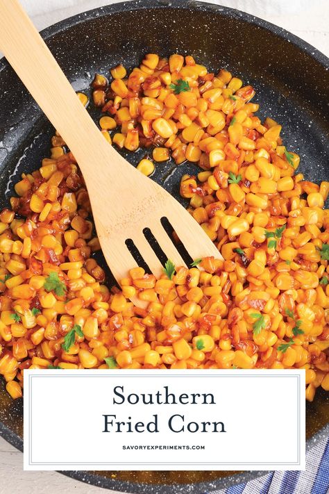 Fried Corn is a simple southern recipe caramelizing corn and onions for a sweet side dish perfect for any meal. Ready in just minutes! Fried Sweet Corn, Skillet Fried Corn, Southern Fried Corn, Basketball Baby Shower, Southern Recipe, Basketball Baby, Fried Corn, Frozen Corn, Sweet Corn