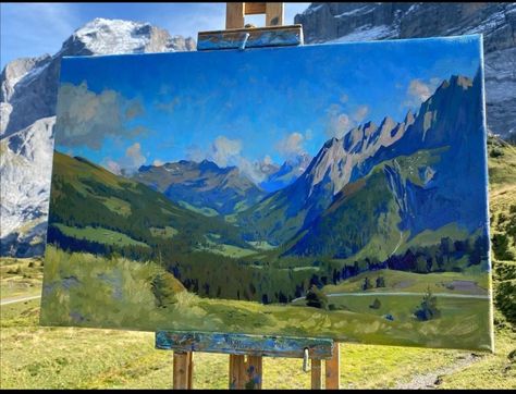 Landscape Art Painting, Arte Sketchbook, Mountain Paintings, Landscape Illustration, Amazing Art Painting, Ethereal Art, Traditional Paintings, Environment Concept Art, Painting Art Projects