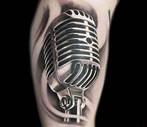 Tattoo photo - Microphone tattoo by Peter Hlavacka Mic Tattoo, Steve Butcher Tattoo, Microphone Tattoo, Pocket Watch Tattoos, Music Notes Tattoo, Gamer Tattoos, Music Tattoo Designs, Note Tattoo, Watch Tattoos