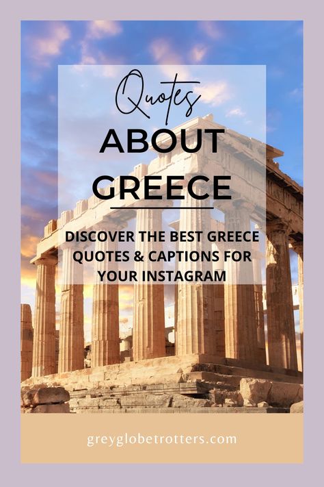 Discover the best Greece Quotes and Greece captions for Instagram Greek Captions Instagram, Greece Captions, Greece Quotes, Holiday In Greece, Acropolis Greece, Quotes Greek, Greek Travel, Tiny Quotes, Most Popular Quotes