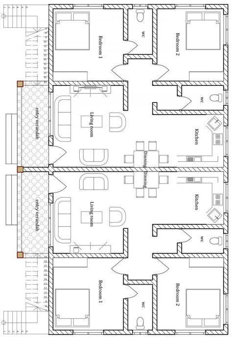 25x25 House Plans 2 Story, Semi Detached House Plans, Small Modern House Plans, Duplex Floor Plans, Three Bedroom House Plan, Bungalow Style House, House Plans With Photos, Bungalow Floor Plans, Bungalow Style House Plans