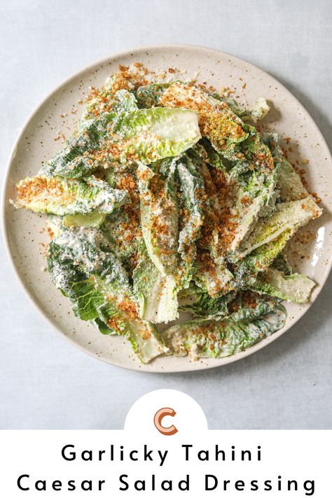 Tahini Caesar Dressing, Romaine Lettuce Recipe, Croissant Bake, Caesar Dressing Recipe, Lettuce Salad Recipes, Lettuce Recipes, Classic Caesar Salad, Romaine Salad, Caesar Dressing