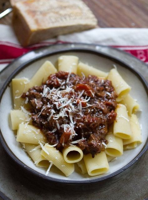 Recipe: Braised Oxtail Ragu — Recipes from The Kitchn Oxtail Ragu Recipe, Oxtail Ragu, Braised Oxtail, Sausage Ragu, Sauce Bolognaise, Oxtail Recipes, Ragu Recipe, Pasta Bolognese, Romantic Meals