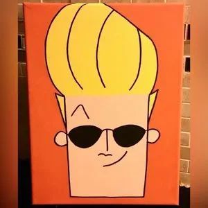 Hand Crafted | Art | Johnny Bravo Painting 9s Cartoon Fun Retro Wall Decor Art | Poshmark 90s Canvas Painting, 90s Painting Ideas, 90s Cartoon Canvas Painting, 8x10 Painting, Disney Diy Crafts, Cartoon Fun, Johnny Bravo, Easy Doodle, Funny Paintings