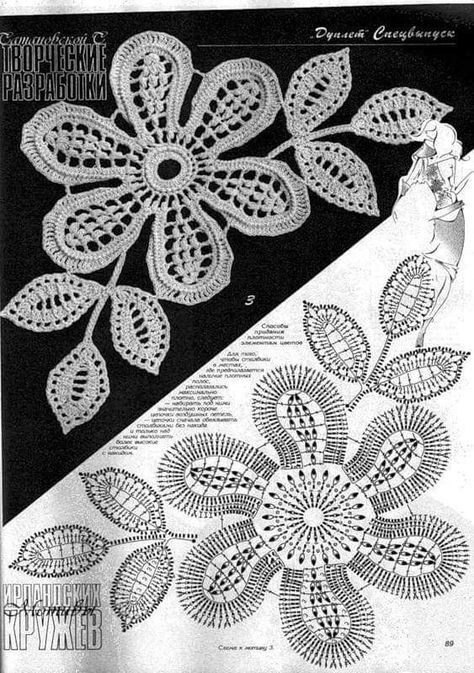 Irish Lace Crochet Pattern, Irish Crochet Flowers, Crochet Leaf, Russian Crochet, Irish Crochet Motifs, Irish Crochet Patterns, Flowers Crochet, Crochet Motif Patterns, Crochet Lace Pattern