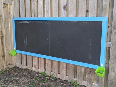 Outdoor Chalkboard Outdoor Chalkboard, Outdoor Play Space, Outdoor Learning Spaces, Outdoor Play Spaces, Build A Frame, Educational Play, Outdoor Patio Set, Teal Rug, Framed Chalkboard