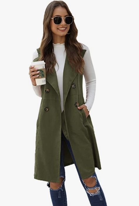 Long Vest Jacket, Women Long Cardigan, Sleeveless Coat, Pants Skirt, Work Meeting, Long Vest, Long Vests, Casual Cardigans, Vest Coat