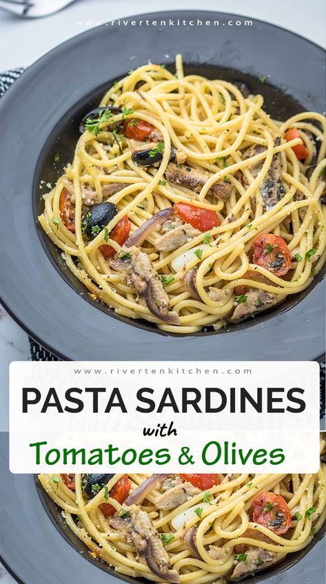 Spaghetti With Sardines, Pasta With Sardines And Capers, Pasta And Sardines Recipe, Sardine Sandwich Recipes, Sardine Recipes Canned Pasta, Mediterranean Sardine Recipes, Canned Sardines Recipes Healthy, Sardines Pasta Recipes, Pasta Sardines Recipe