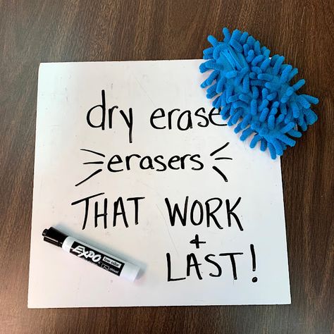 Dry Erase Erasers Diy, Painted Dry Eraser, Dry Erase Board Ideas, Diy Dry Erase Eraser, Custom Dry Eraser, Diy Whiteboard Eraser, Clean Dry Erase Board, Dry Erase Marker Holder, Washable Dry Erase Markers