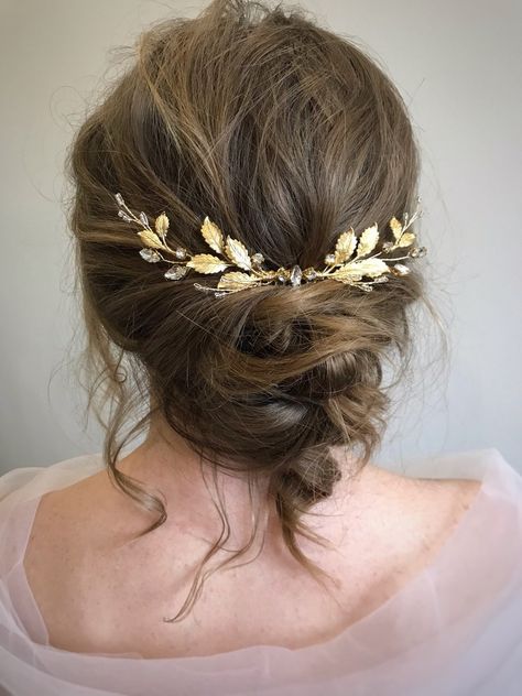 Golden Hair Pieces, Gold Hair Piece Prom, Gold Bridal Hair Piece, Greek Goddess Hair, Greek Headpiece, Grecian Hair, Wedding Halo Headpiece, Homecoming 2023, Gold Wedding Hair Piece