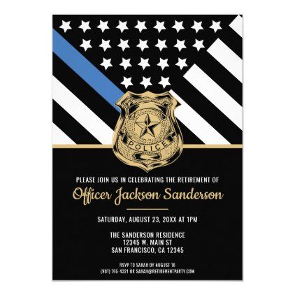 Police Retirement Blue Line Flag Law Enforcement Invitation Police Academy Graduation Party, Police Retirement Party, Police Graduation, Police Academy Graduation, Police Retirement, Graduation Party Gifts, Retirement Party Gifts, Invitation Flyer, Blue Line Flag