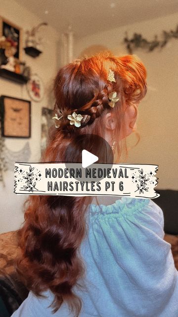 Victorian Curls Tutorials, Easy Renisance Hair, Renassiance Hairstyle, Ten Faire Hair, Renicansse Fair Hairstyles, Rennisance Hair Styles, Hobbit Hairstyles Women, Renn Faire Hair, Renfaire Hair Ideas