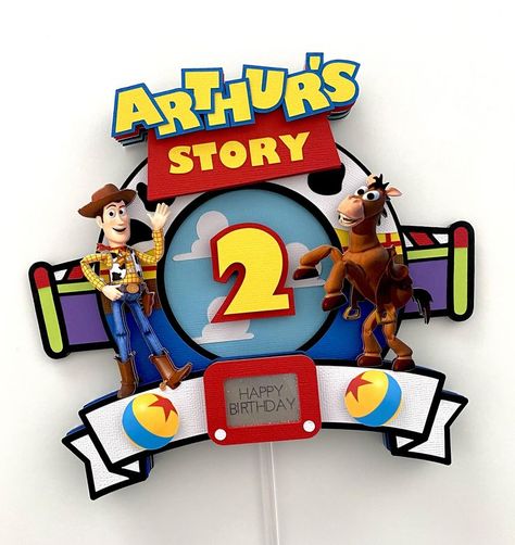 Toy Story 3D Cake Topper… I couldn’t resist putting a design on the back of this topper to tie in with my Toy Story 3D letters and gable treat box designs! ❤️💛🤎💙💚💜 2 Infinity And Beyond Cake Topper, Toy Story Banner, Toy Story Cricut Projects Birthday, Toy Story Banner Birthday, Toy Story Gable Boxes, 3d Cake Toppers, Toy Story Birthday Party, Photo Proof, Toy Story Birthday