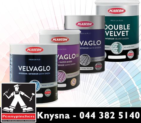 The finest finish and long lasting results are guaranteed when you paint with Plascon's premium quality paint brands. Visit #PennypinchersKnysna for our selection of #Plascon paints. Knysna, Paint Brands, Supplement Container, Drink Sleeves, Interior And Exterior, Premium Quality, Long Lasting, Paint